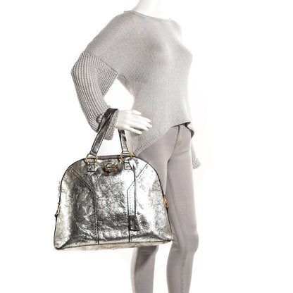 Saint Laurent Crackled Calfskin Oversized Muse Silver 2 of 8