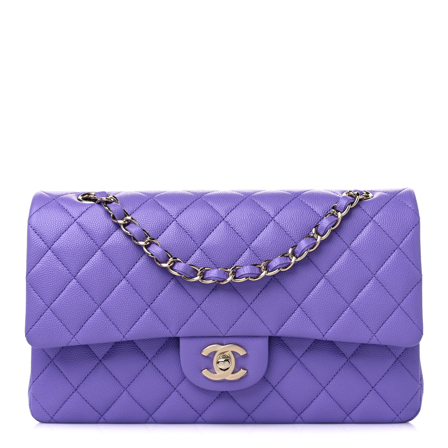 Chanel Caviar Quilted Medium Double Flap Purple 1 of 10