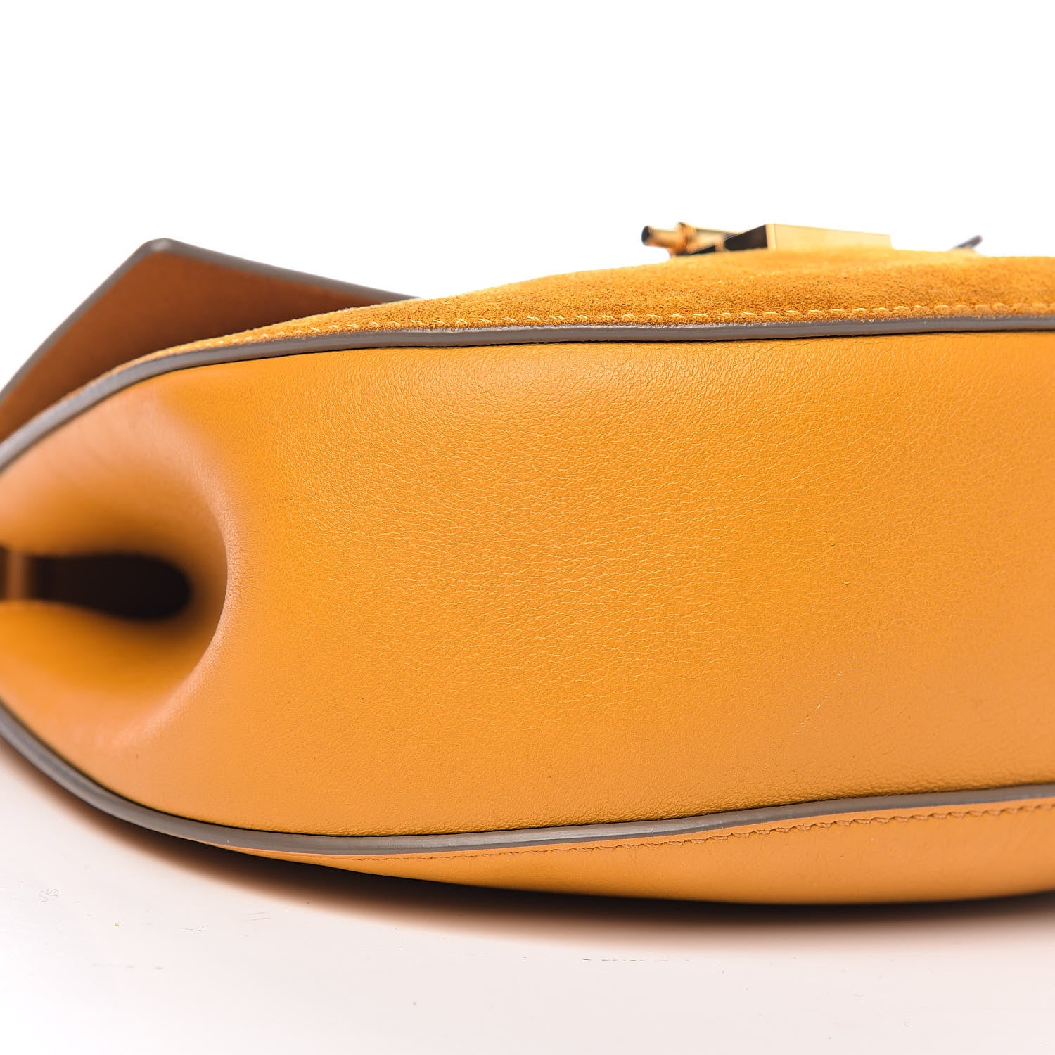 Chloe Suede Smooth Calfskin Drew Shoulder Bag Dark Ochre 10 of 12