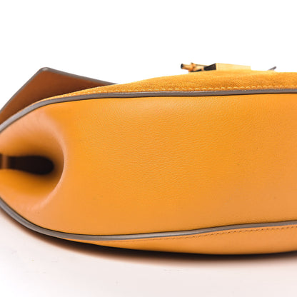 Chloe Suede Smooth Calfskin Drew Shoulder Bag Dark Ochre 10 of 12