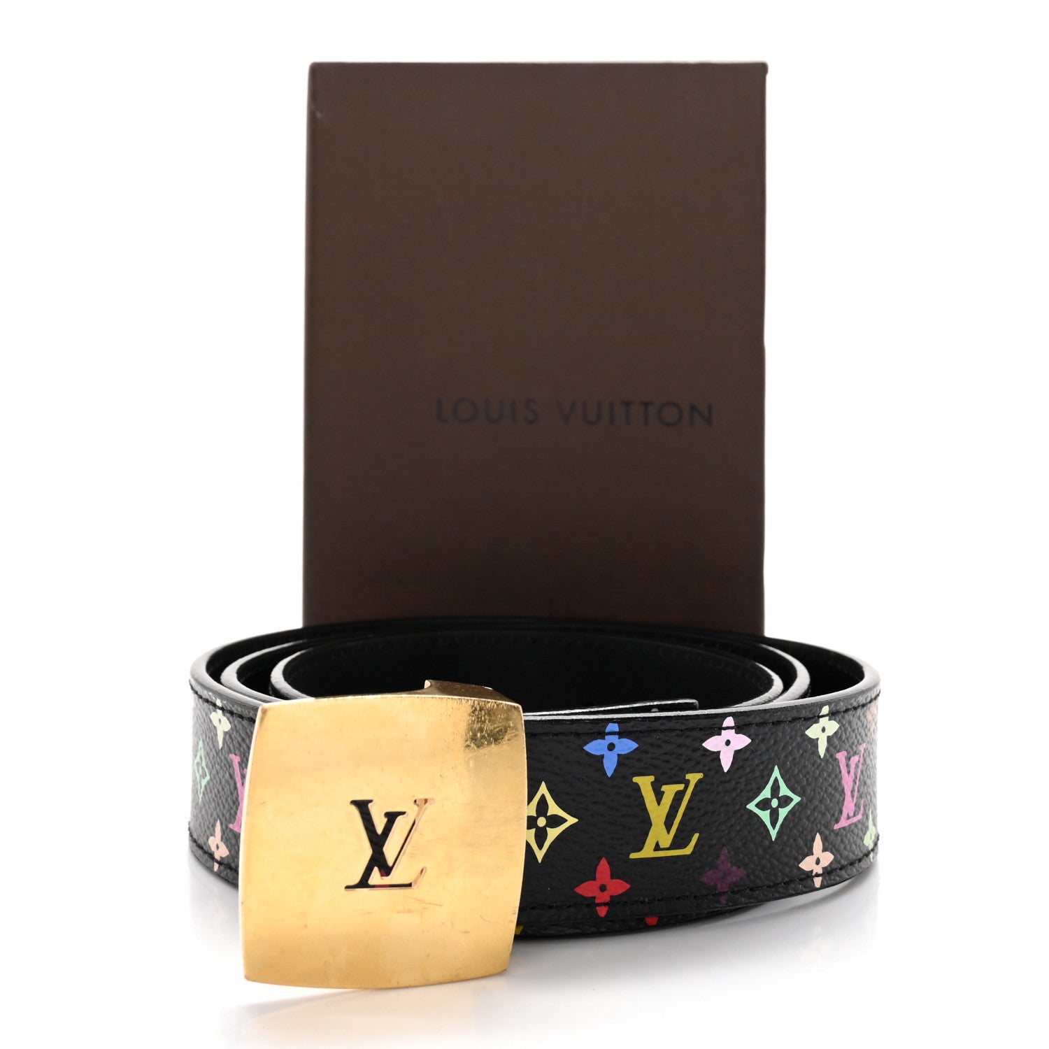 Louis Vuitton Monogram Multicolor LV Cut Reversible Belt 85 34 Black 7 of 7