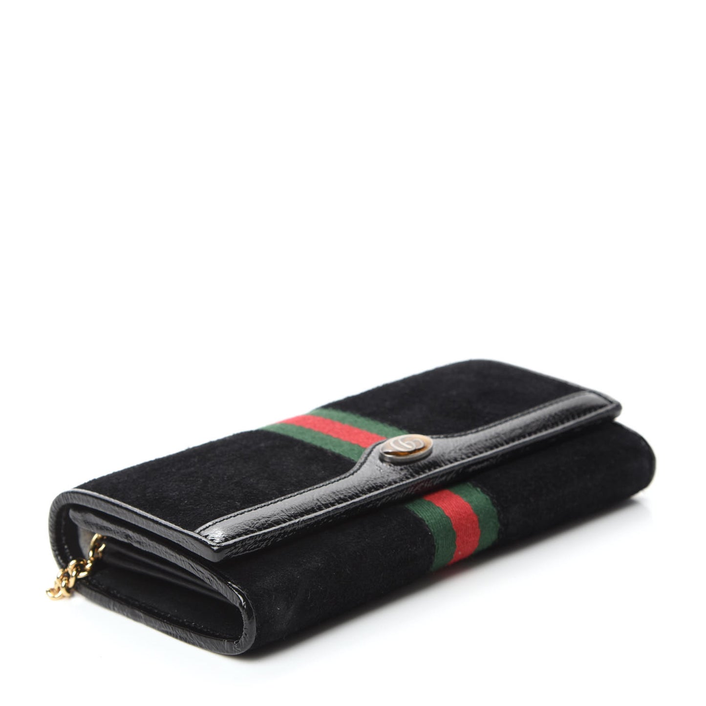 Suede Patent Web Ophidia Wallet On Chain Black