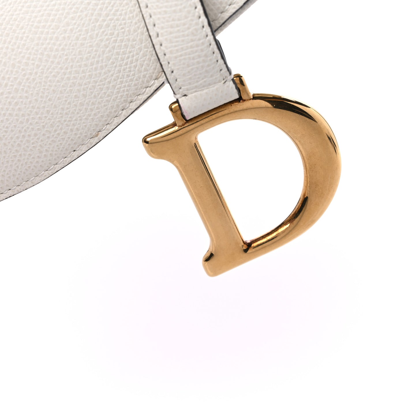 Grained Calfskin Saddle Bag White