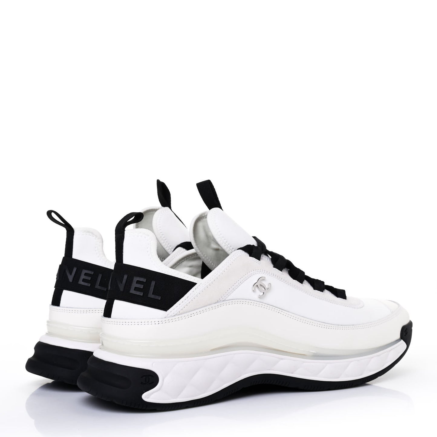 Velvet Calfskin Mixed Fibers Mens CC Sneakers 46 Ivory Black