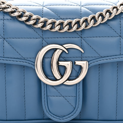 Gucci Calfskin Matelasse Aria Mini GG Marmont Shoulder Bag Clear Blue 8 of 10