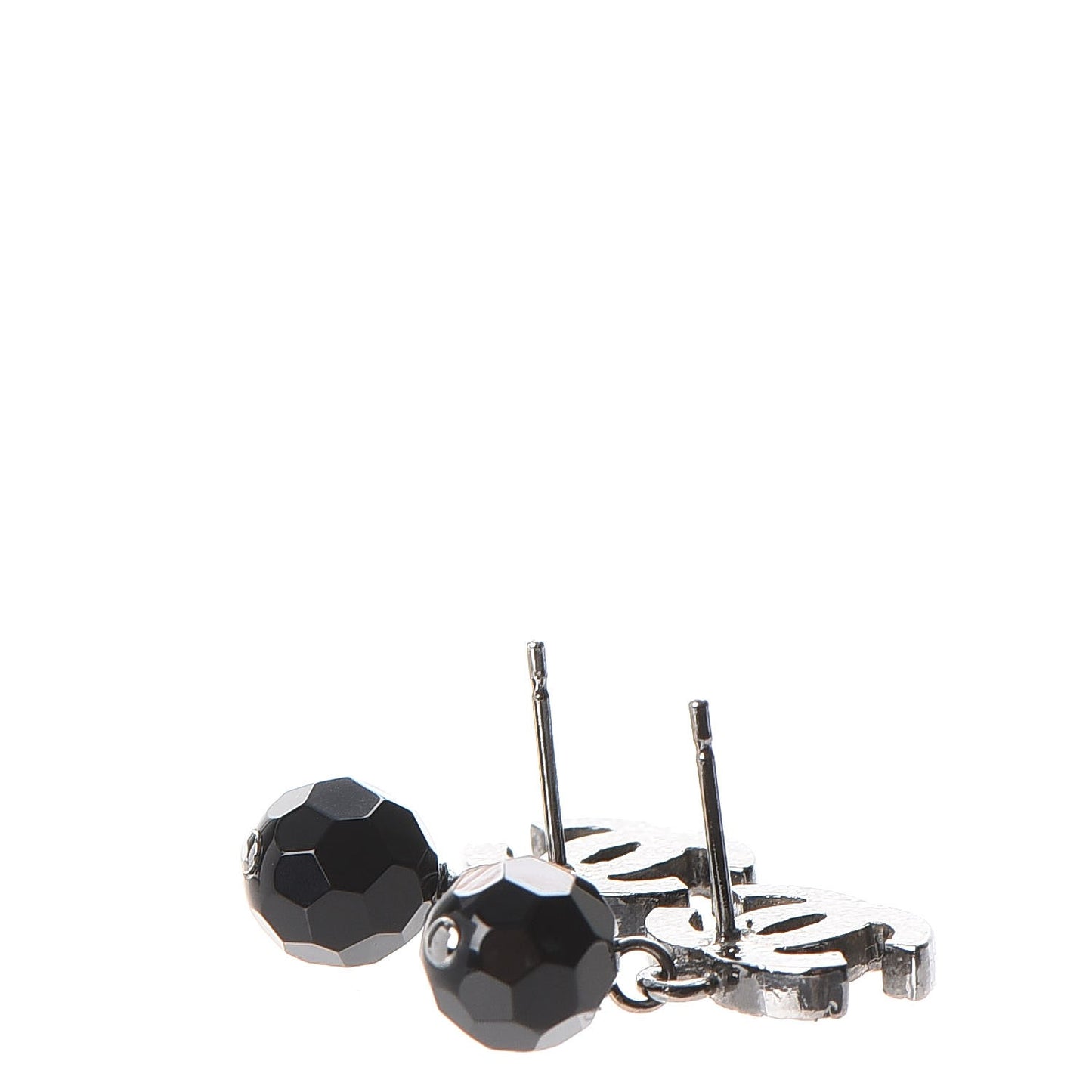Ruthenium Bead CC Drop Earrings Black