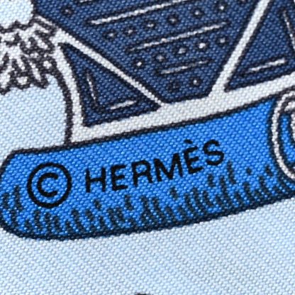 Hermes Silk La Folle Parade Twilly Bleu Ciel Vert Cobalt 3 of 5
