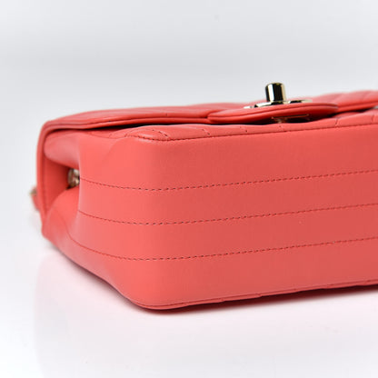 Chanel Lambskin Chevron Quilted Mini Square Flap Coral 8 of 10