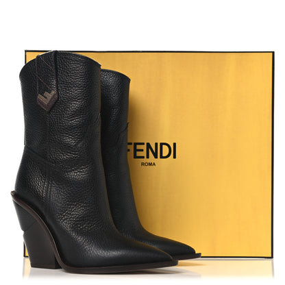 Fendi Grained Calfskin Cutwalk Ankle Boots 37.5 Black 8 of 8
