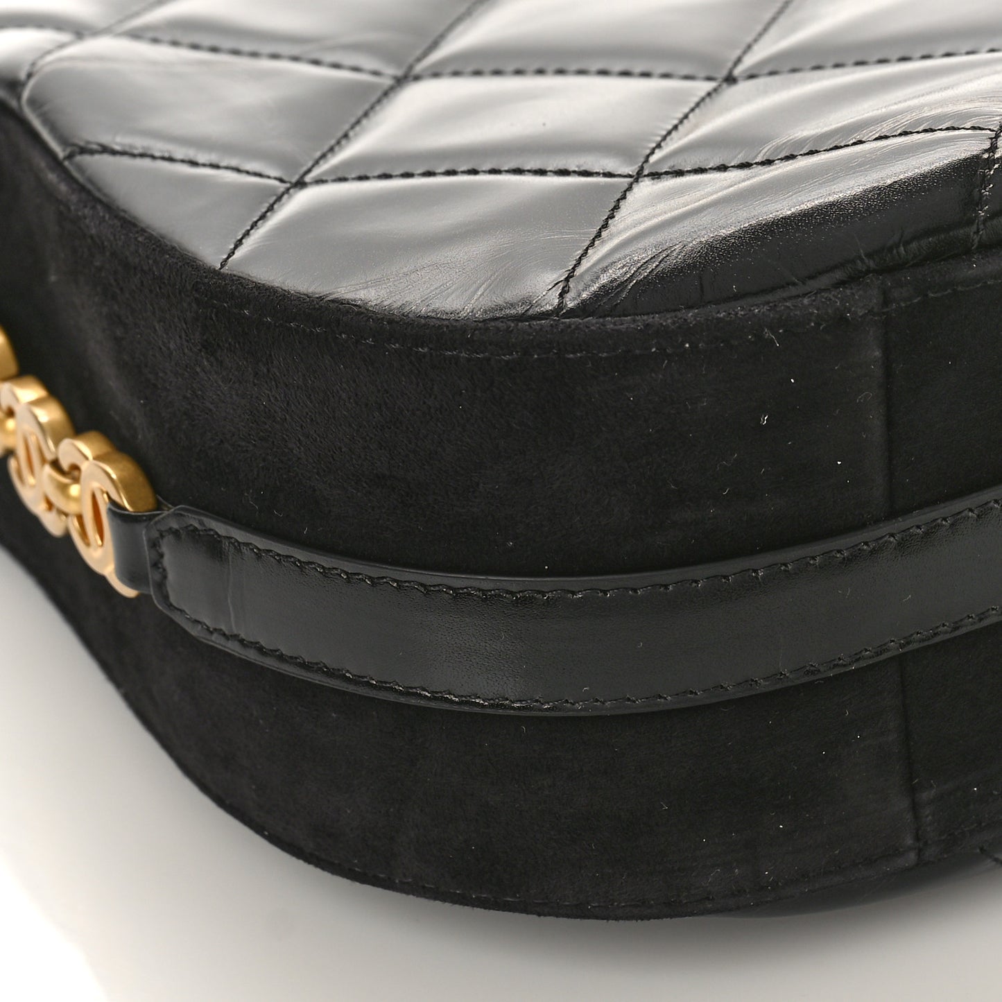 Shiny Calfskin Suede Goatskin Quilted Hobo Black