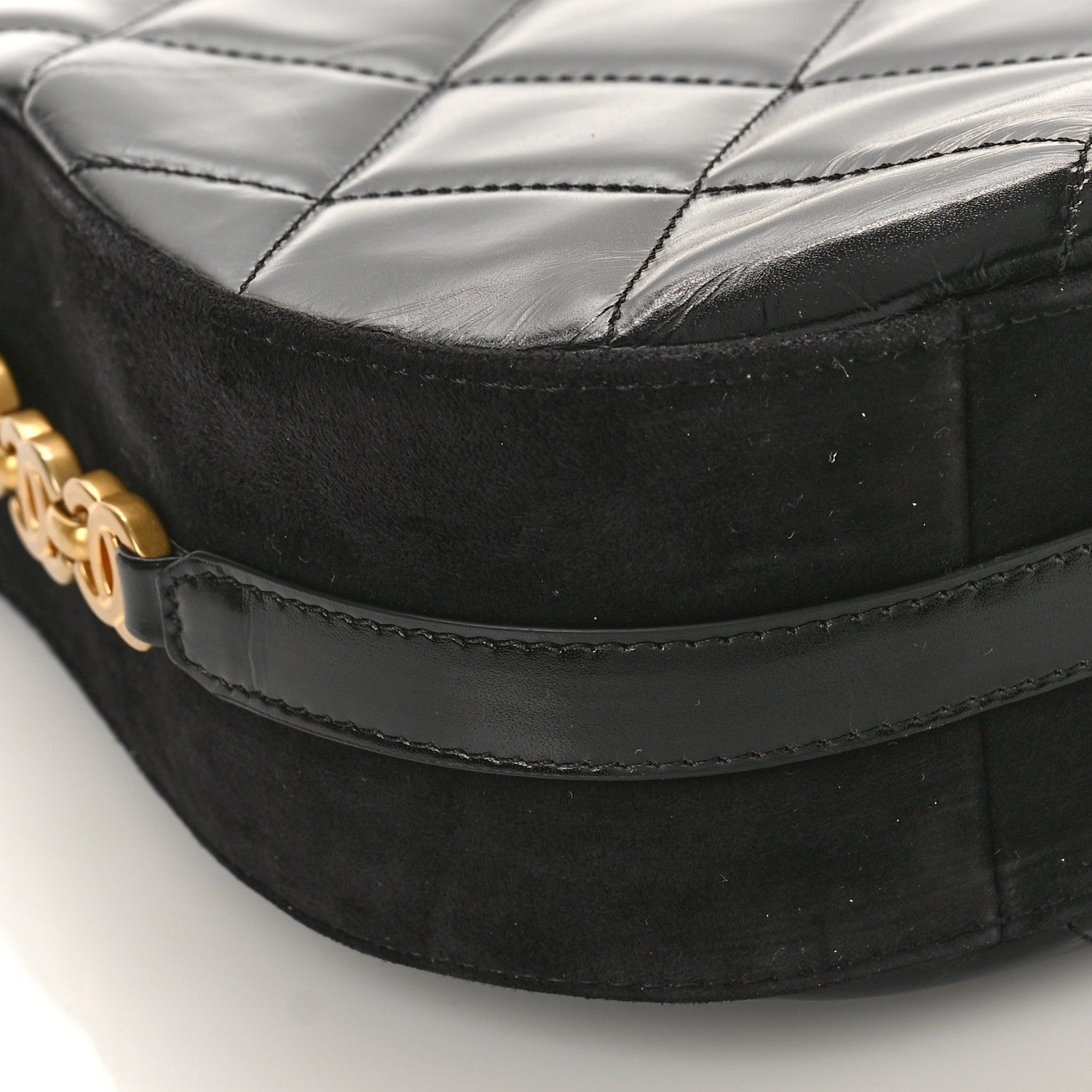 Chanel Shiny Calfskin Suede Goatskin Quilted Hobo Black 8 of 9