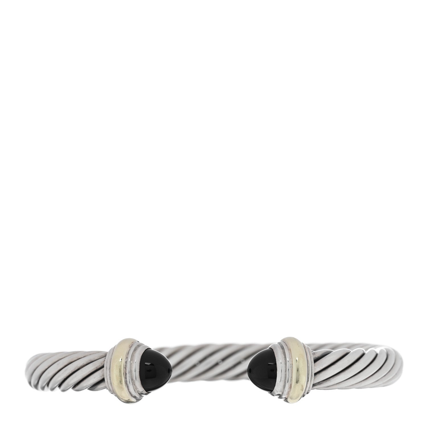 David Yurman Sterling Silver 14K Yellow Gold Black Onyx 7mm Cable Classics Bracelet 1 of 3