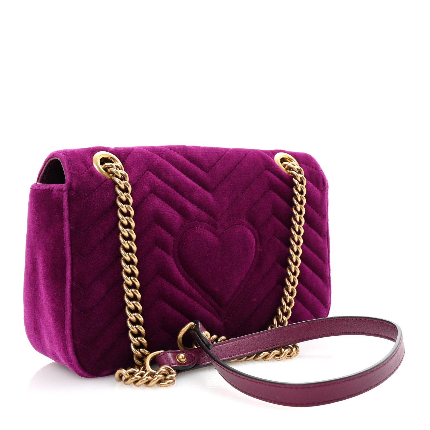 Gucci Velvet Matelasse Small GG Marmont Shoulder Bag Fuchsia Violet Cyclamen 3 of 10