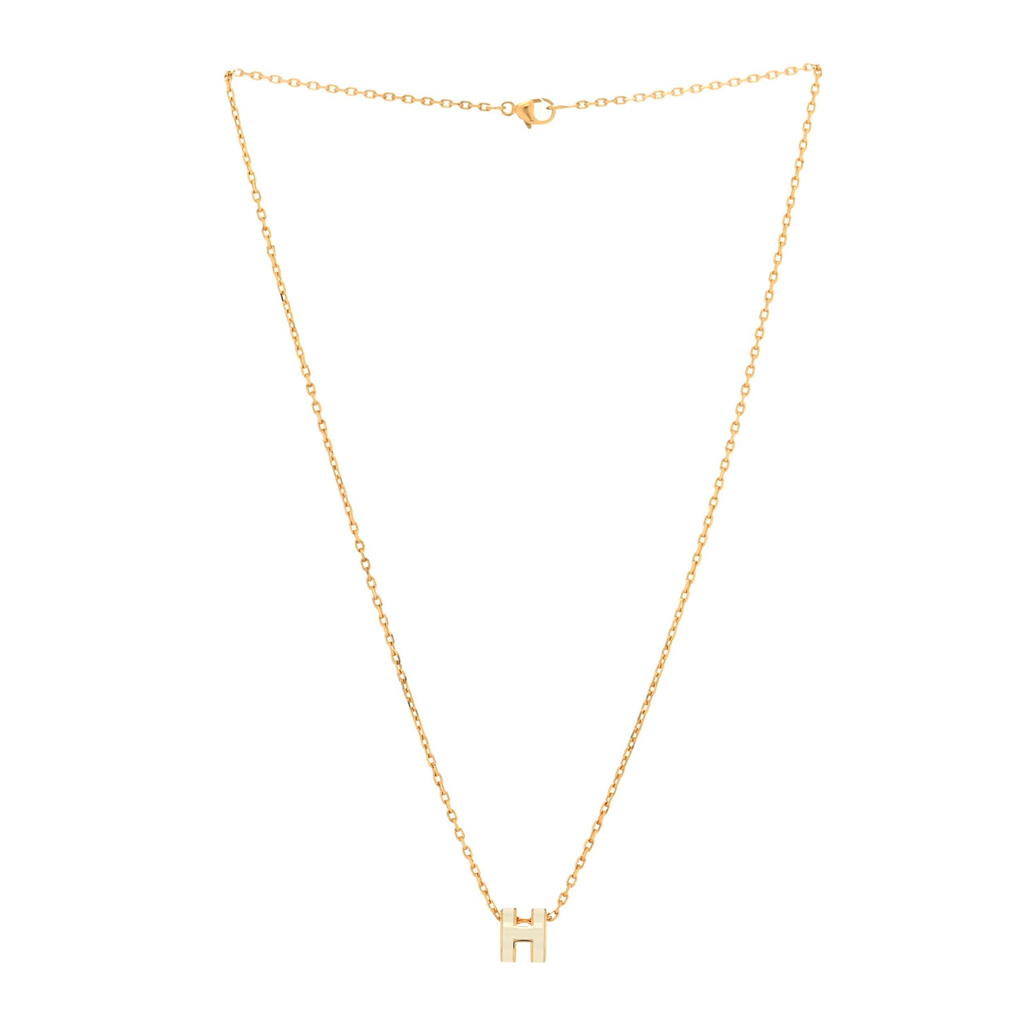 Lacquered Gold Mini Pop H Pendant Necklace White
