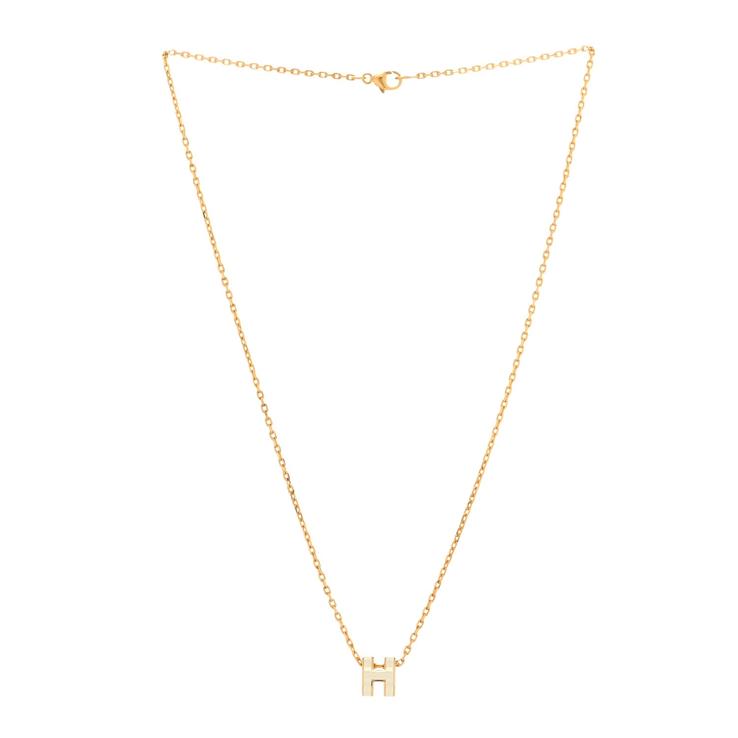 Hermes Lacquered Gold Mini Pop H Pendant Necklace White 3 of 5
