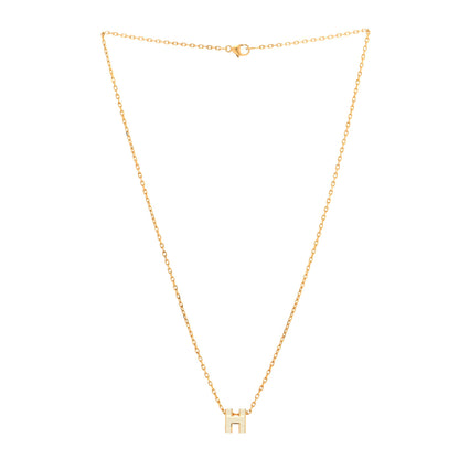 Hermes Lacquered Gold Mini Pop H Pendant Necklace White 3 of 5