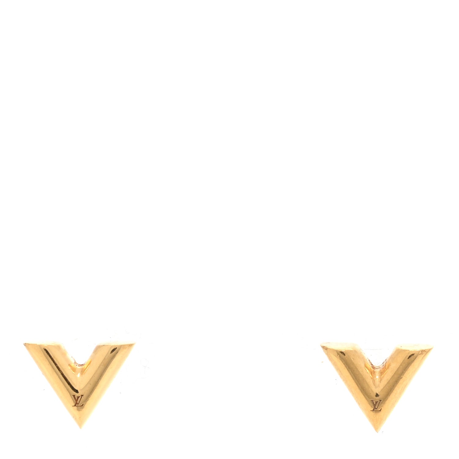 Louis Vuitton Brass Essential V Stud Earrings Gold 1 of 4