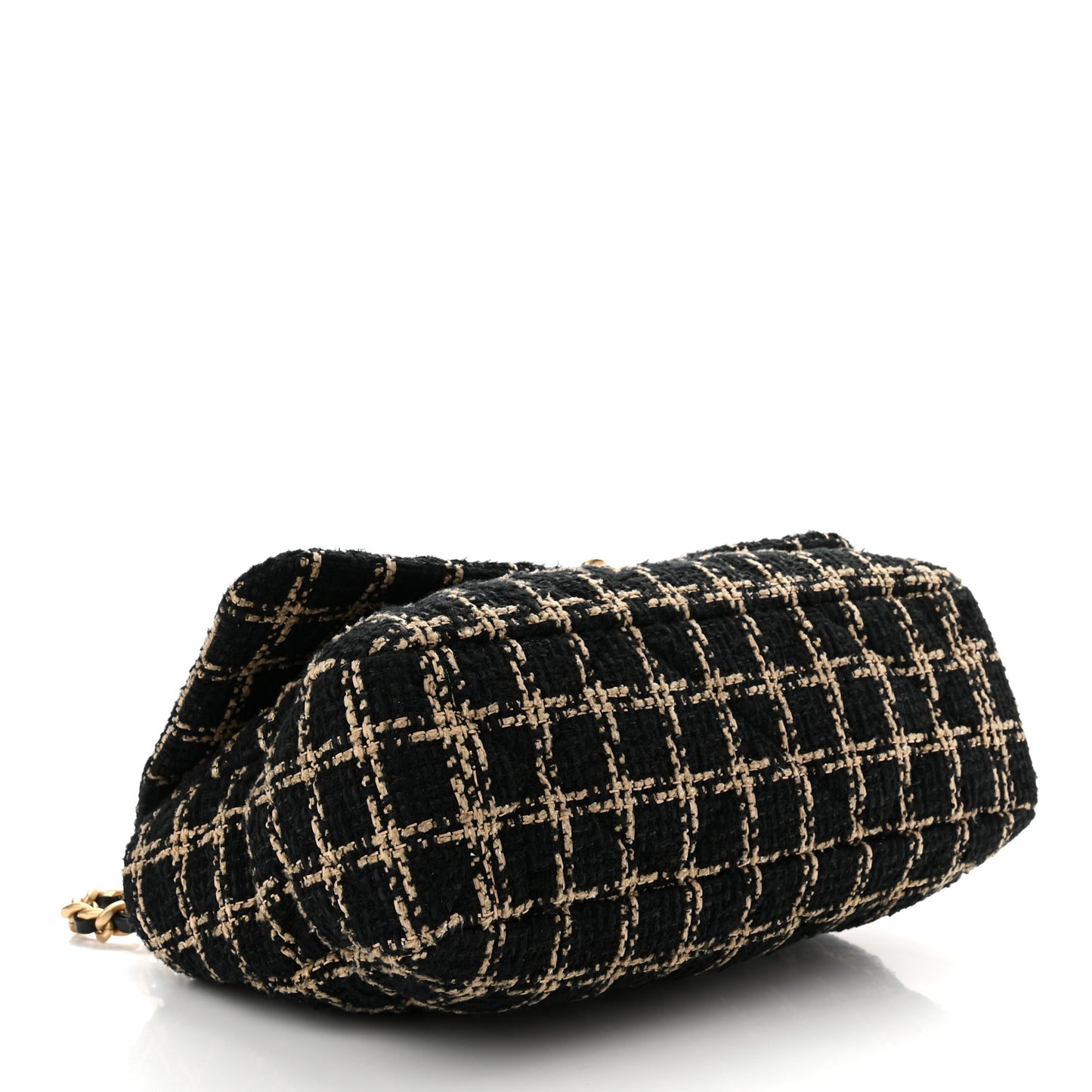Tweed Maxi Chanel 19 Flap Black Beige