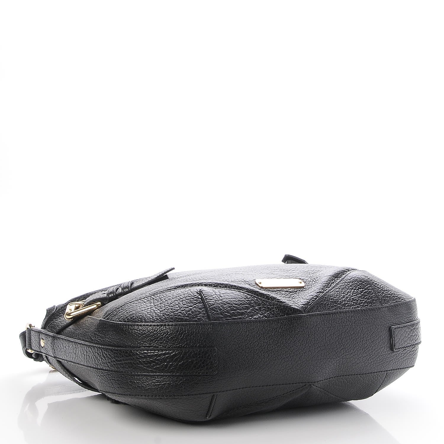 Burberry Signature Grain Calfskin Buckle Hobo Black 4 of 8