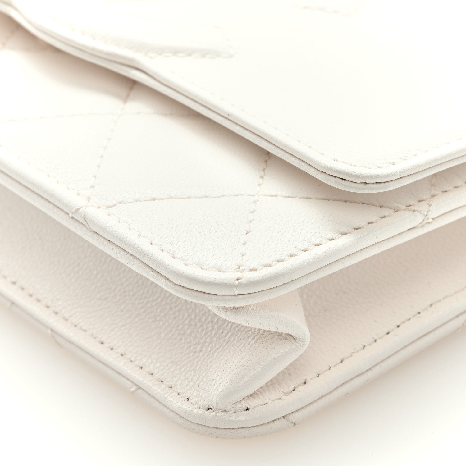 Chanel Goatskin Quilted Timeless CC Wallet On Chain WOC White 8 of 9