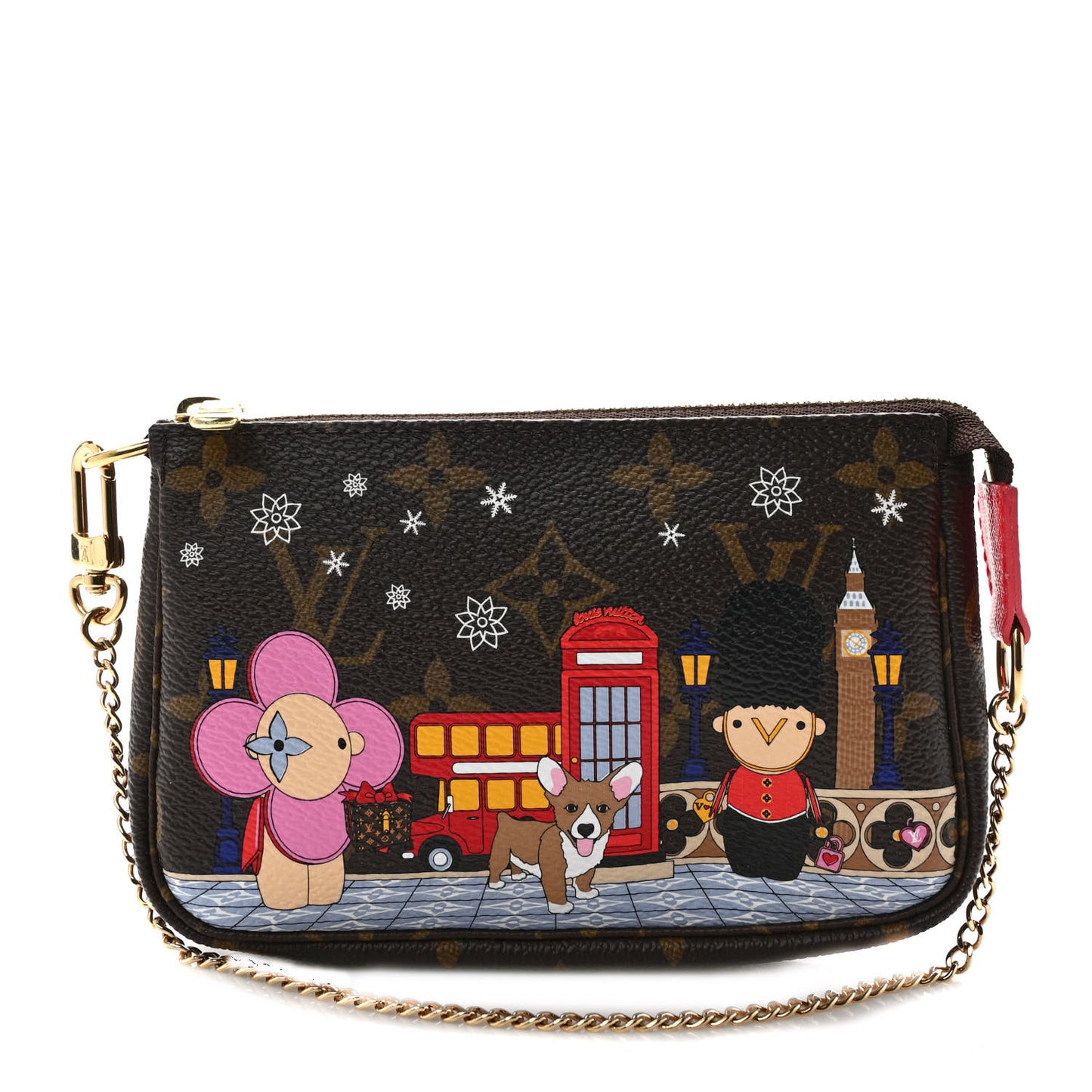 Monogram 2021 Christmas Animation London Mini Pochette Accessories Red