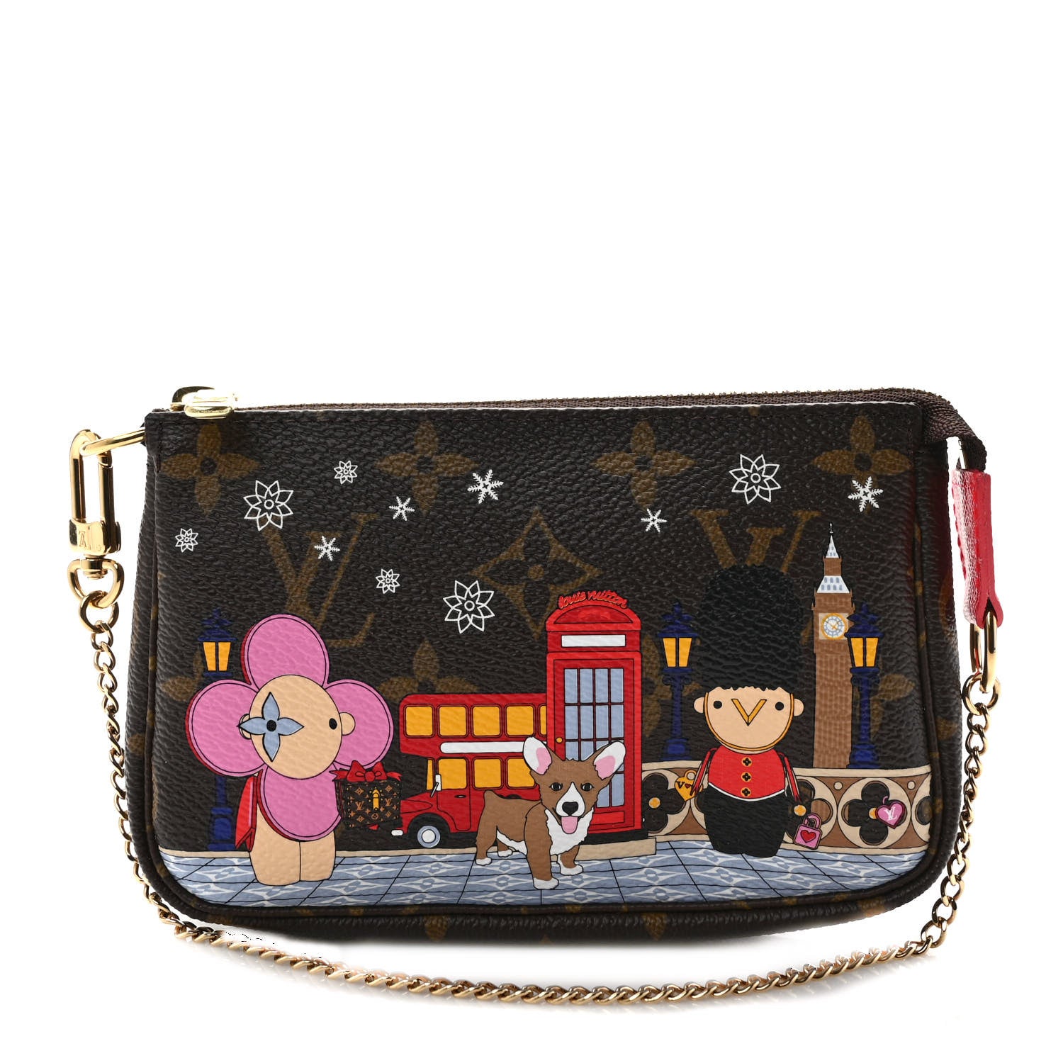 Louis Vuitton Monogram 2021 Christmas Animation London Mini Pochette Accessories Red 1 of 8