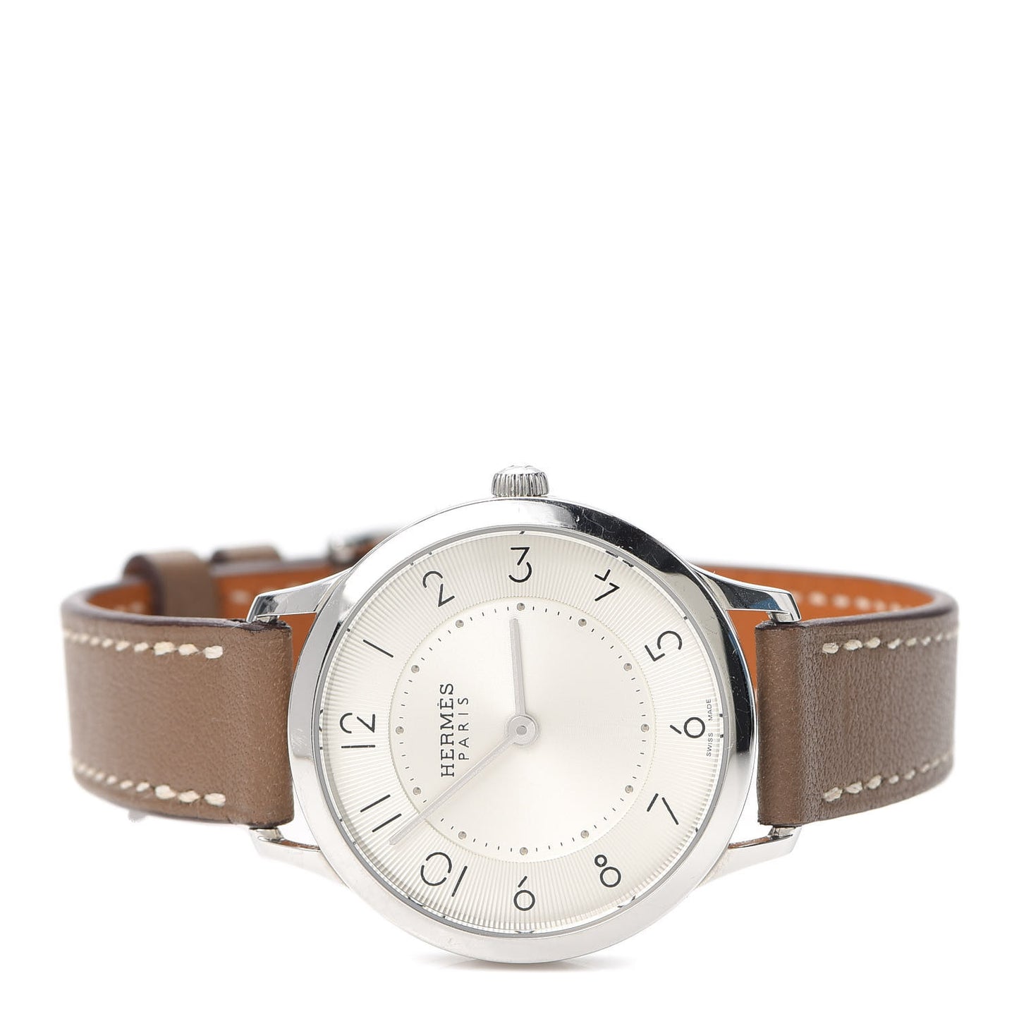 Stainless Steel Swift 32mm Slim d'Hermes Quartz Watch Etoupe