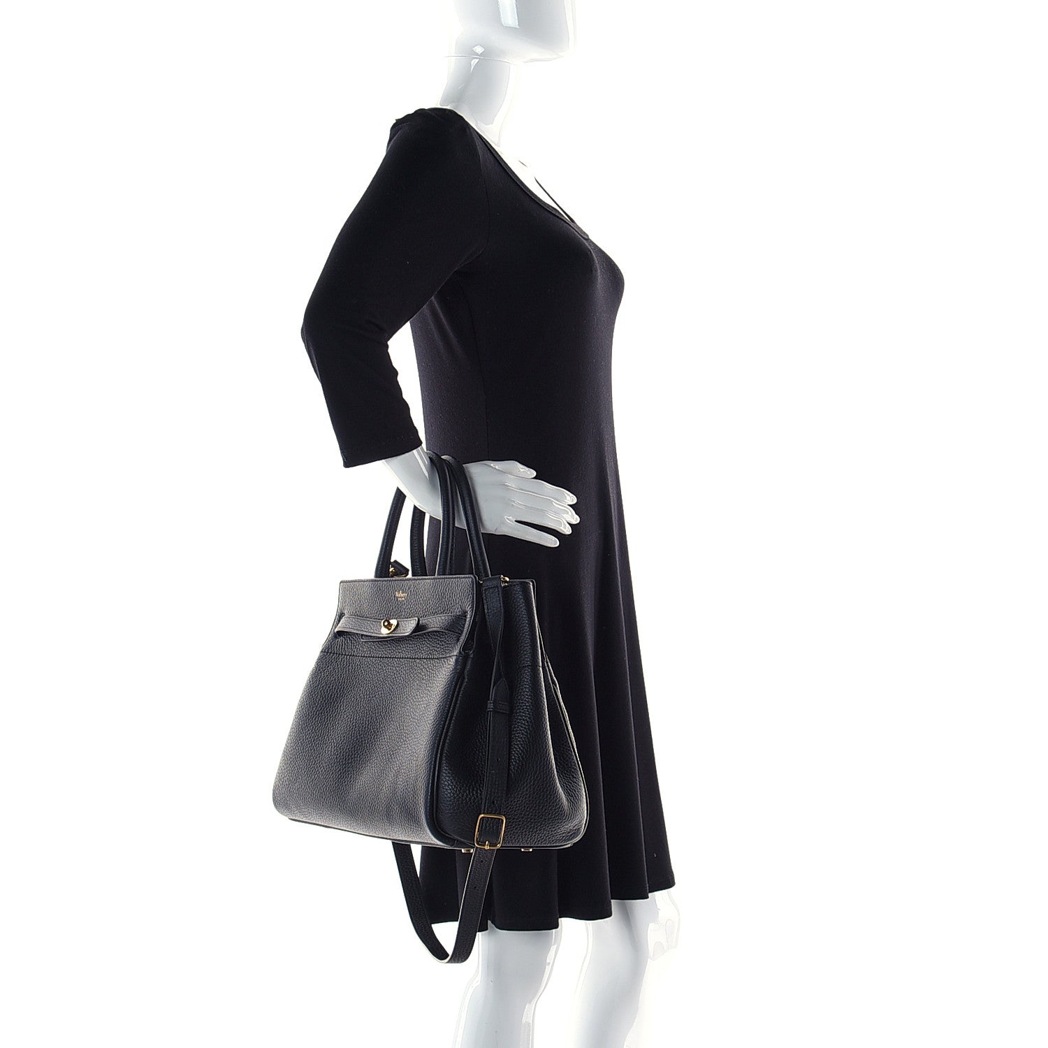 Mulberry Classic Grain Calfskin Belted Bayswater Tote Black 7 of 20