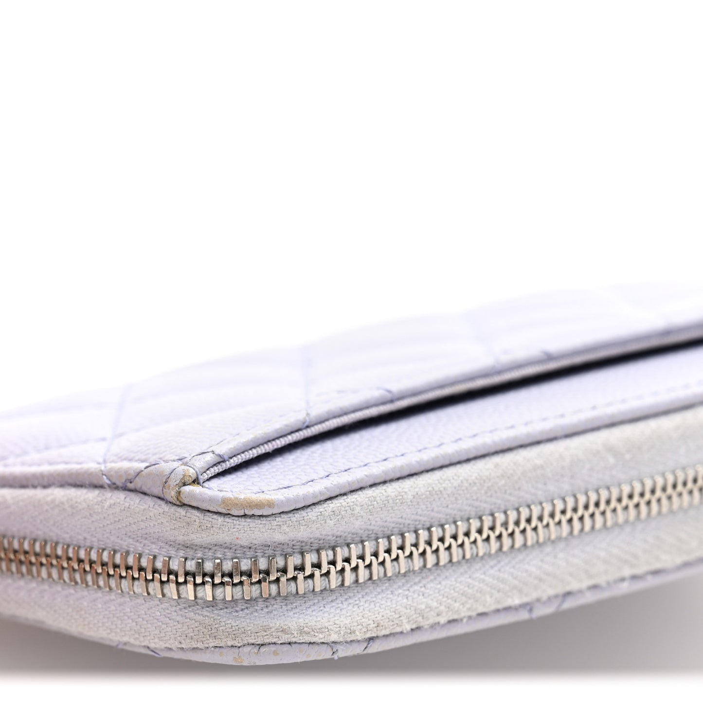 Caviar Quilted Medium Zip Around Wallet Light Purple