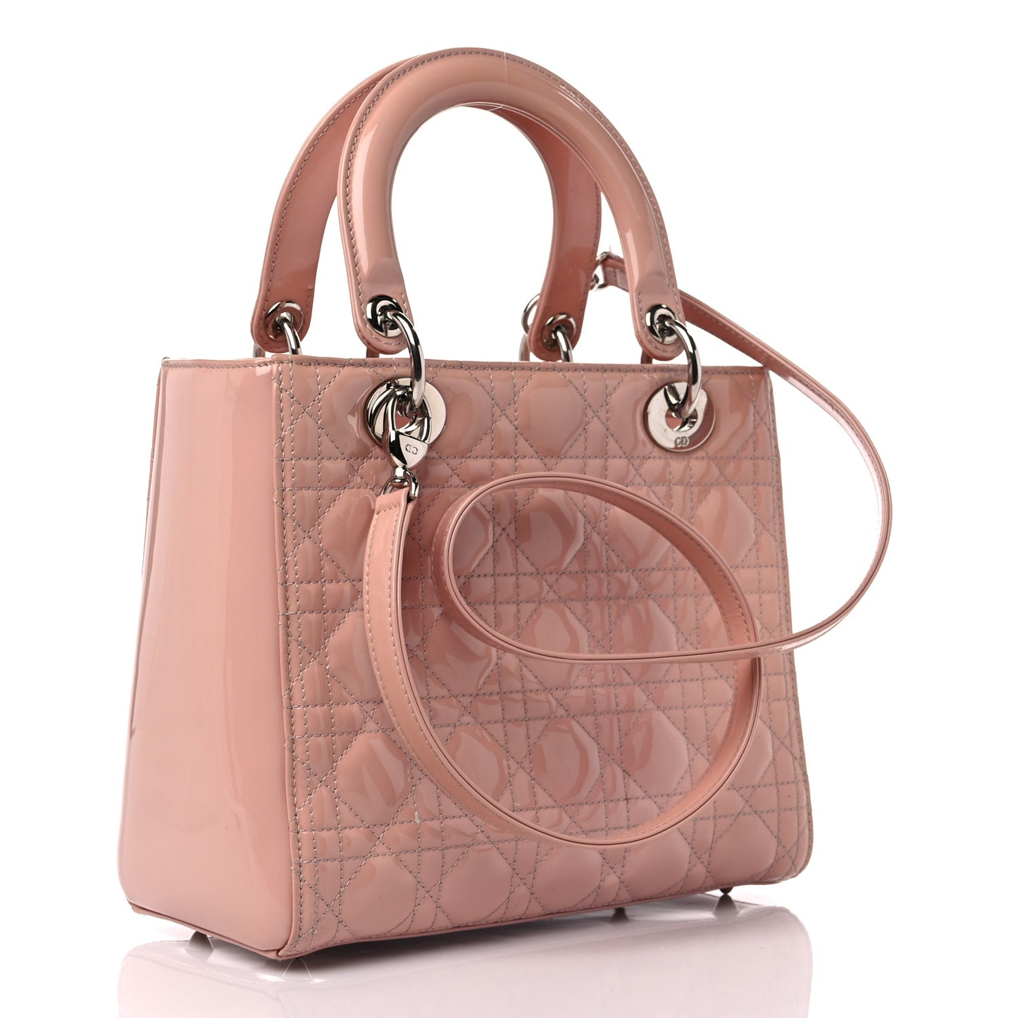 Patent Cannage Medium Lady Dior Rose Clair