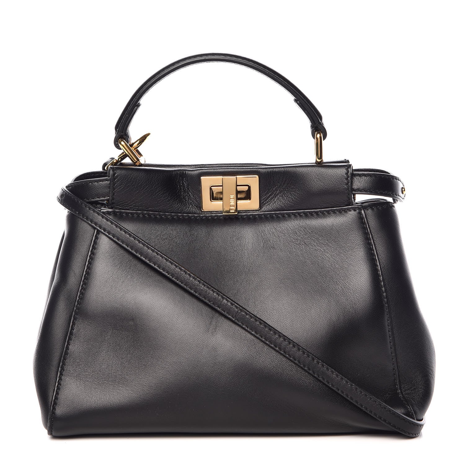 Fendi Nappa Mini Peekaboo Iconic Satchel Black 1 of 11