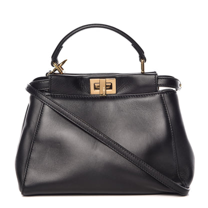 Fendi Nappa Mini Peekaboo Iconic Satchel Black 1 of 11