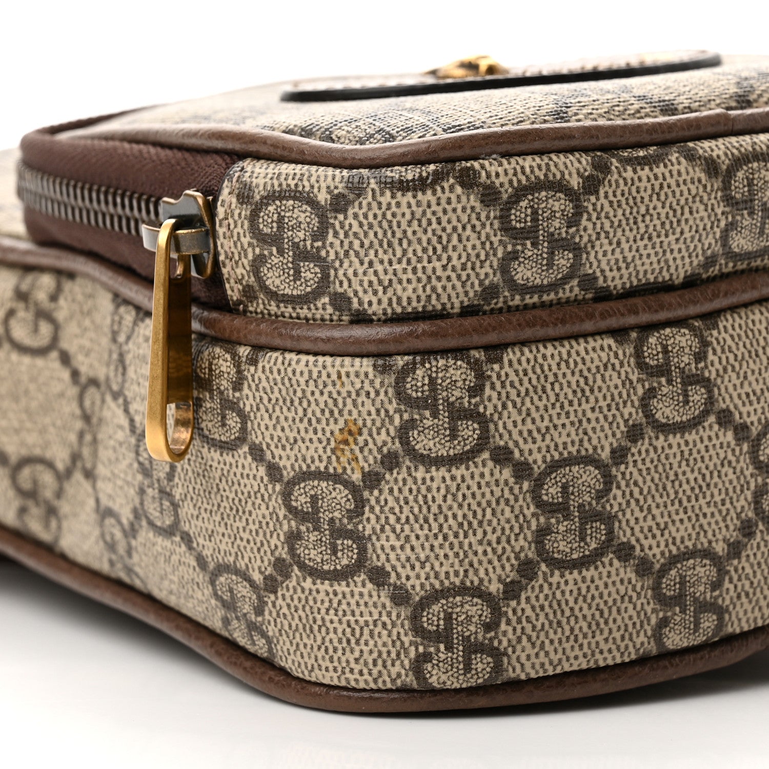 Gucci GG Supreme Monogram Mini Neo Vintage Double Zip Messenger Bag Beige New Acero Crop 9 of 11