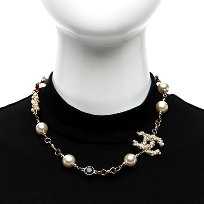 Chanel Crystal Pearl CC Choker Necklace Gold Multicolor 2 of 5