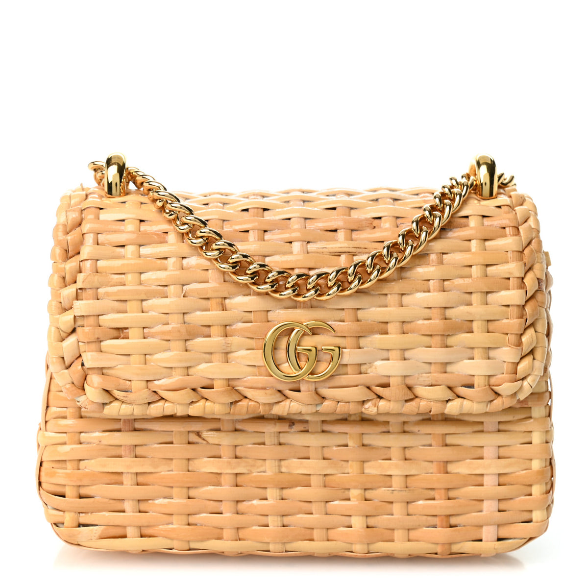 Gucci Glazed Wicker Mini Cestino Shoulder Bag Natural 1 of 10