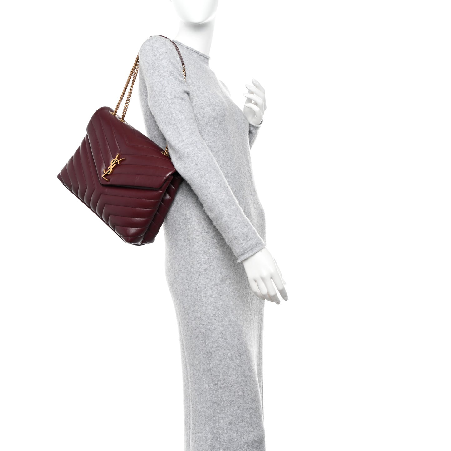 Calfskin Y Quilted Monogram Medium Loulou Chain Satchel Rouge Legion