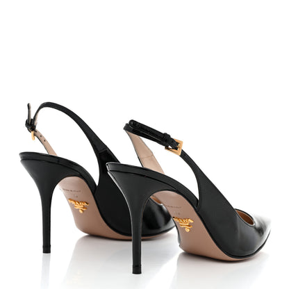 Prada Saffiano Vernice Slingback Pumps 39 Black 4 of 8