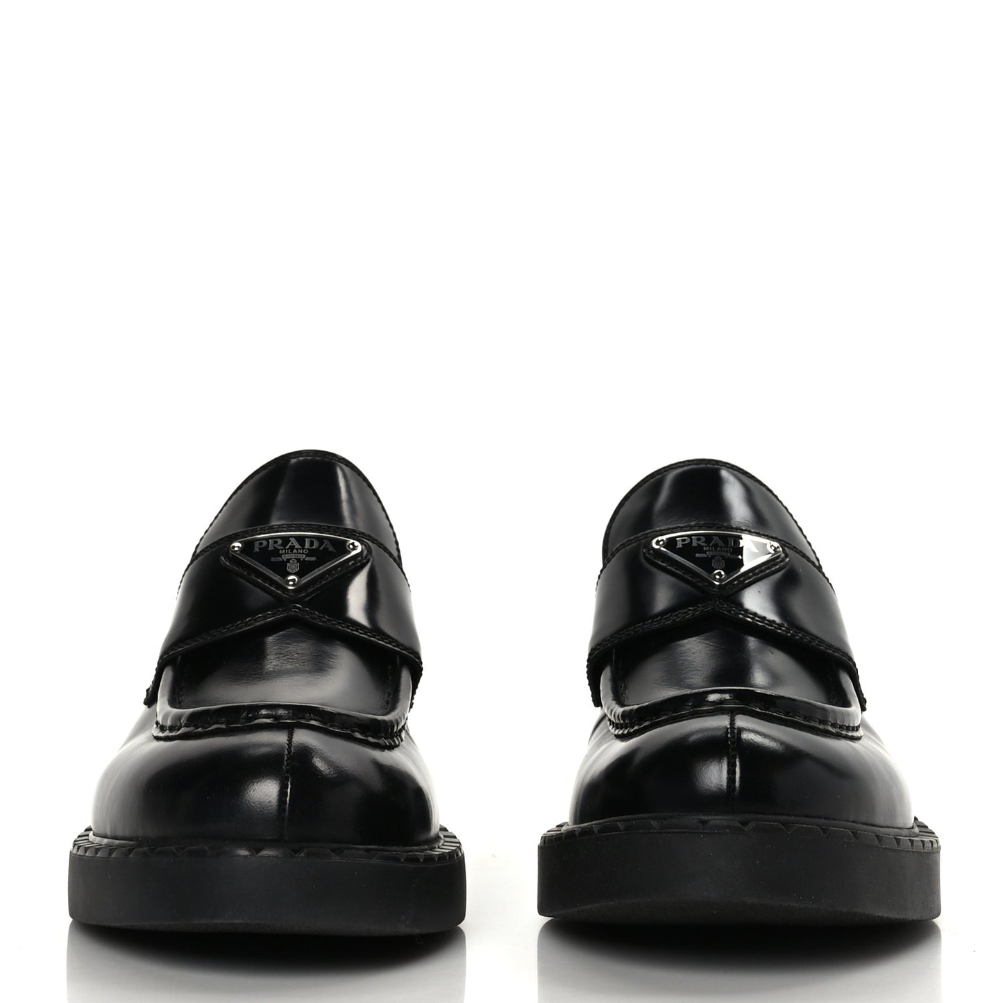 Spazzolato Metal Triangle Logo 50mm Loafers 41 Black