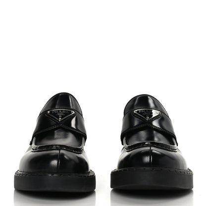 Prada Spazzolato Metal Triangle Logo 50mm Loafers 41 Black 2 of 8