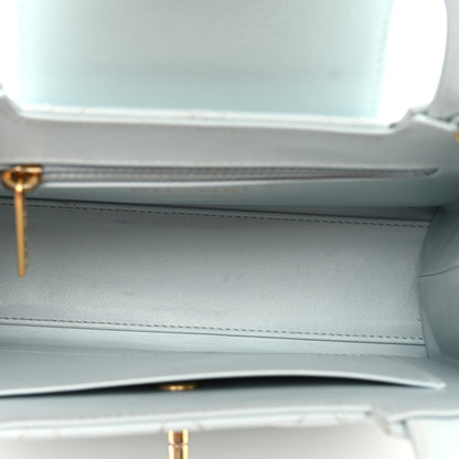 Chanel Shiny Aged Calfskin Quilted Nano Kelly Shopper Light Blue 5 of 11