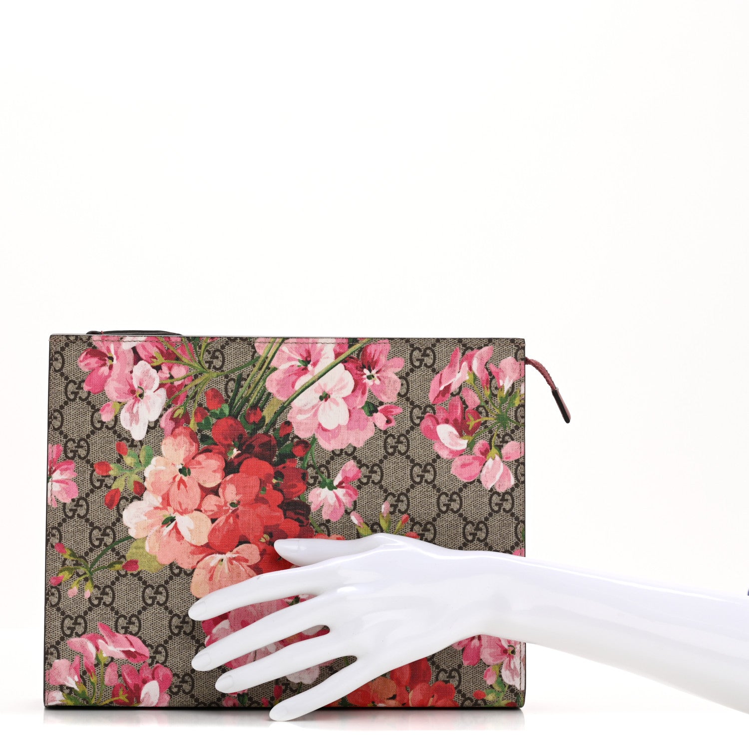 Gucci GG Supreme Monogram Blooms Large Cosmetic Case Beige Multicolor Dry Rose 2 of 8