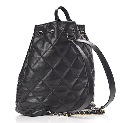 Chanel Lambskin Quilted Drawstring Backpack Black 3 of 14