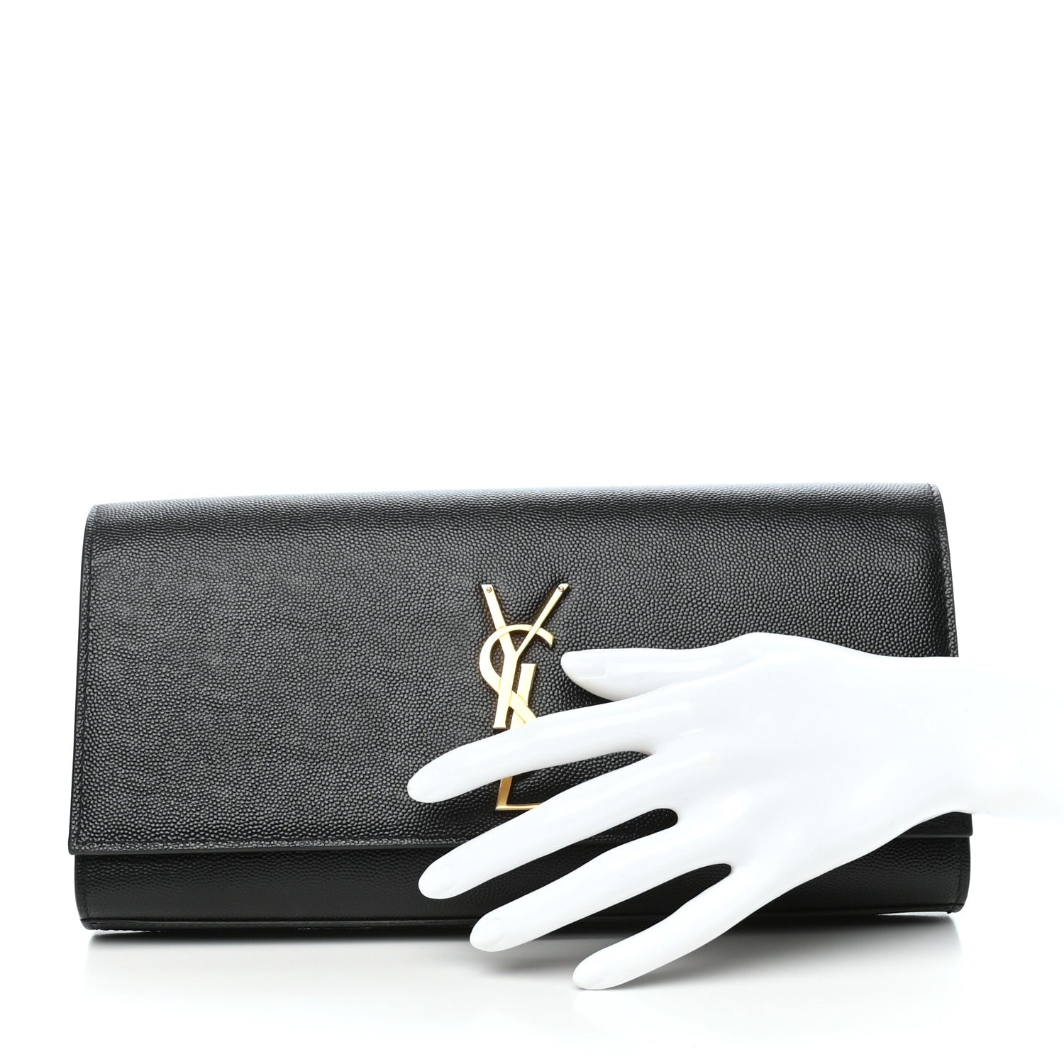 Saint Laurent Grain De Poudre Monogram Cassandre Clutch Black 2 of 6