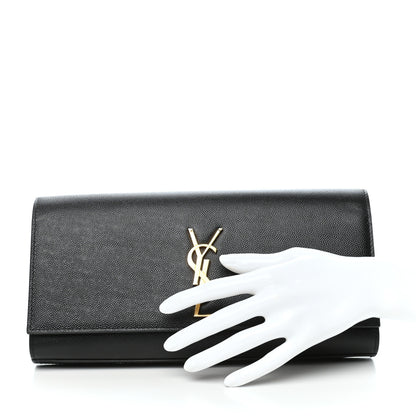 Saint Laurent Grain De Poudre Monogram Cassandre Clutch Black 2 of 6