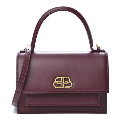 Balenciaga Box Calfskin XS Sharp Top Handle Bag Burgundy 1 of 9