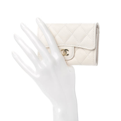Chanel Caviar Quilted Flap Card Holder Wallet White 2 of 9