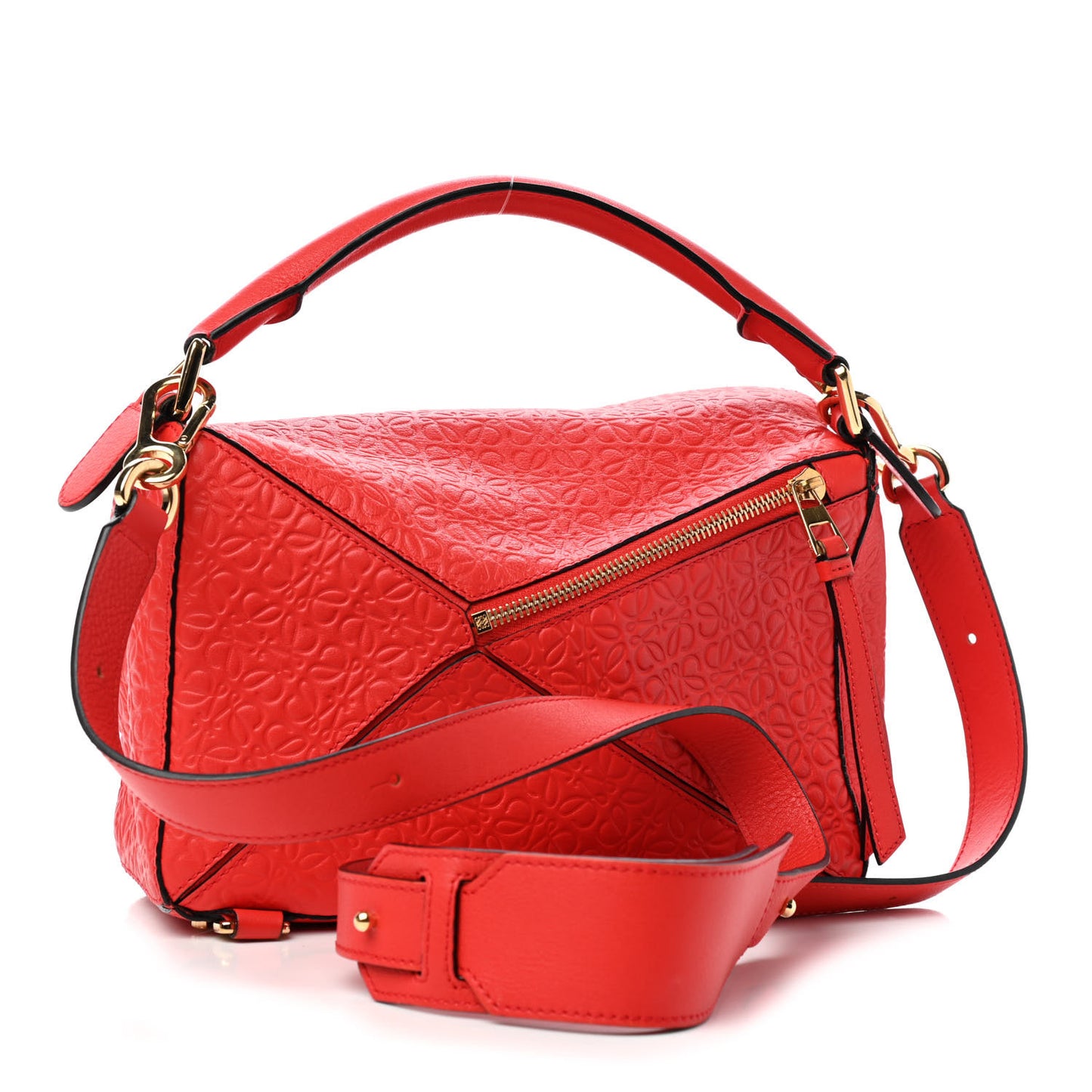 Calfskin Embossed Small Puzzle Bag Red
