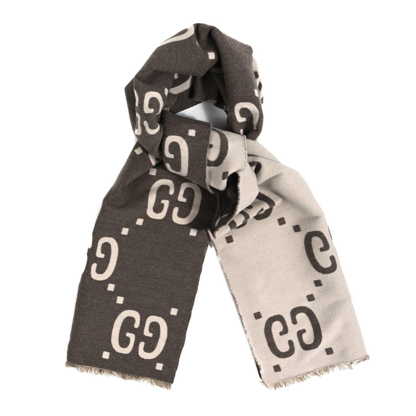 Wool Silk Monogram Jumbo GG Freedom Scarf Brown