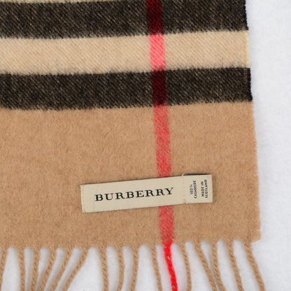Burberry Cashmere Giant Heritage Check Fringe Scarf Camel 4 of 5