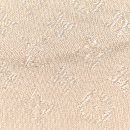 Louis Vuitton Silk Wool Monogram Shawl Greige 4 of 7
